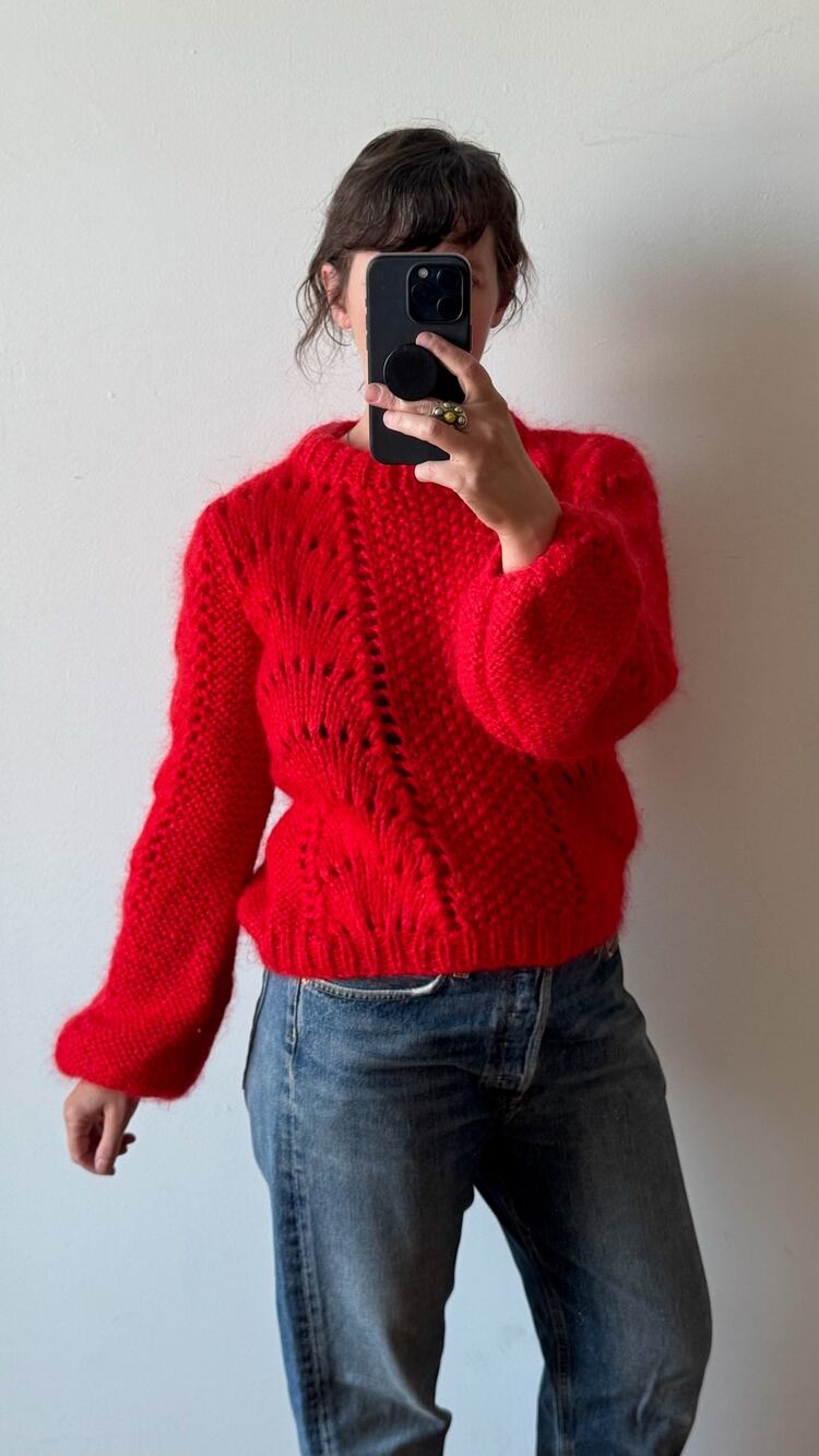 GANNI Julliard Mohair Sweater in Red